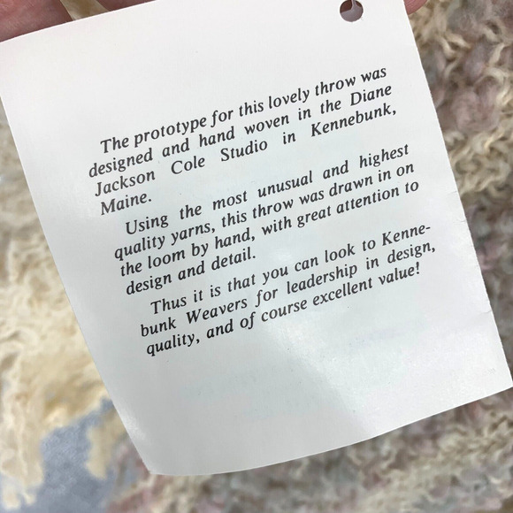 NEW Kennebunk Weavers Throw Blanket Chunky Knit 53 x 41 Ivory Pastel Stripe NWT - Picture 5 of 6